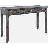 Gramercy Chevron 3 Drawer Desk w/ USB Charging in Distressed Platinum Gray